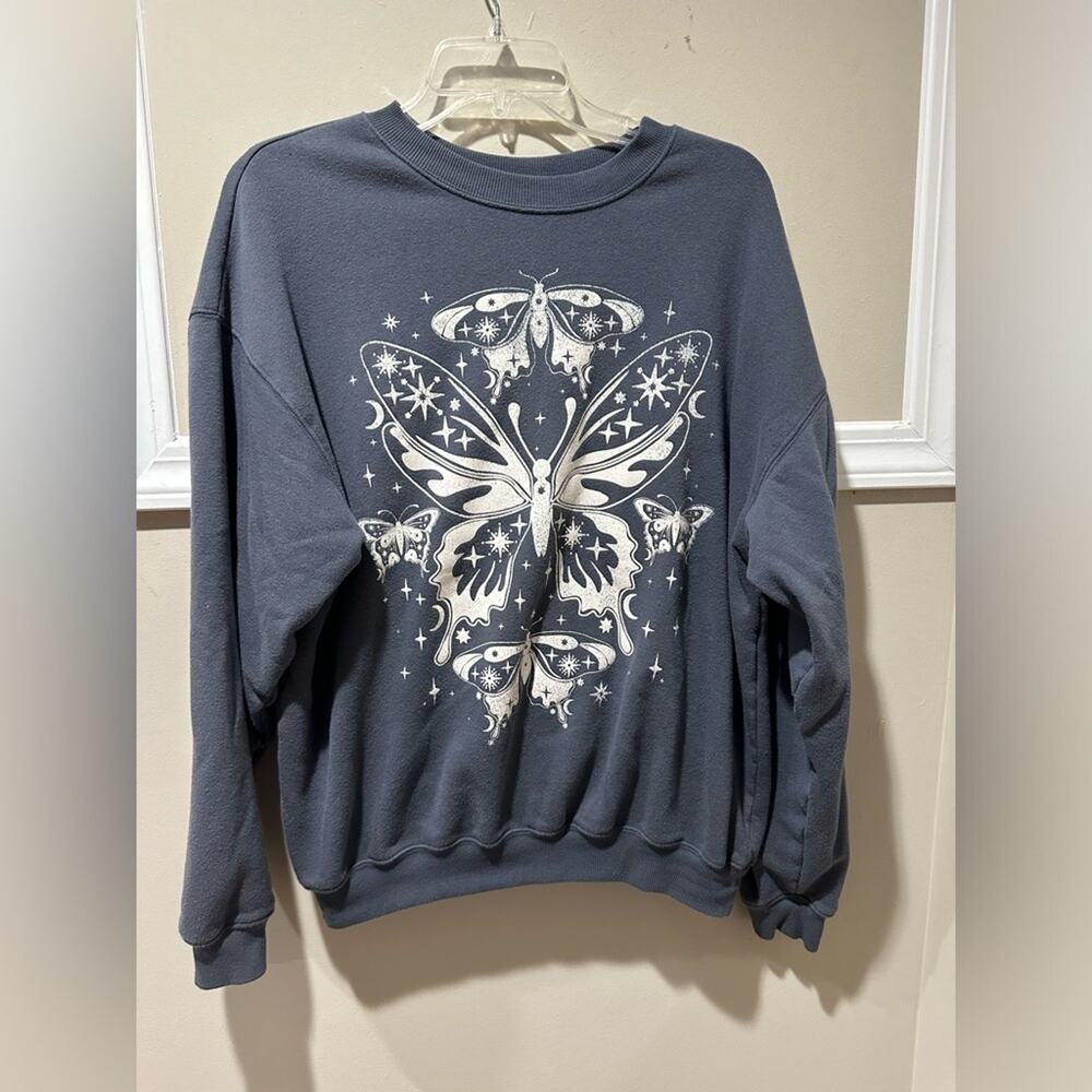 Grayson Threads Gray Fairy Astrology Whimsy Butterfly Sweater - Size L